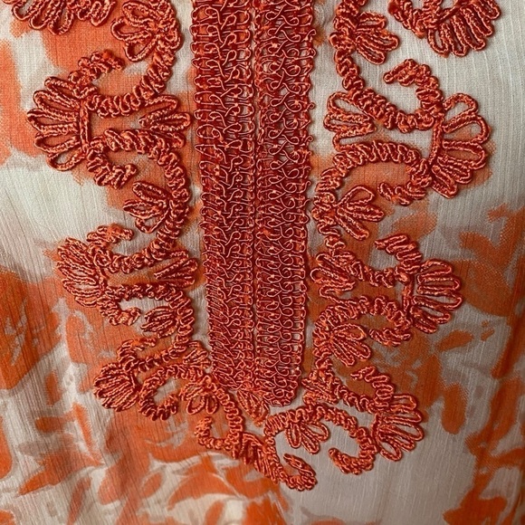 Chico’s chiffon poncho kimono sheer boho orange embroidered top size XL - Picture 7 of 8